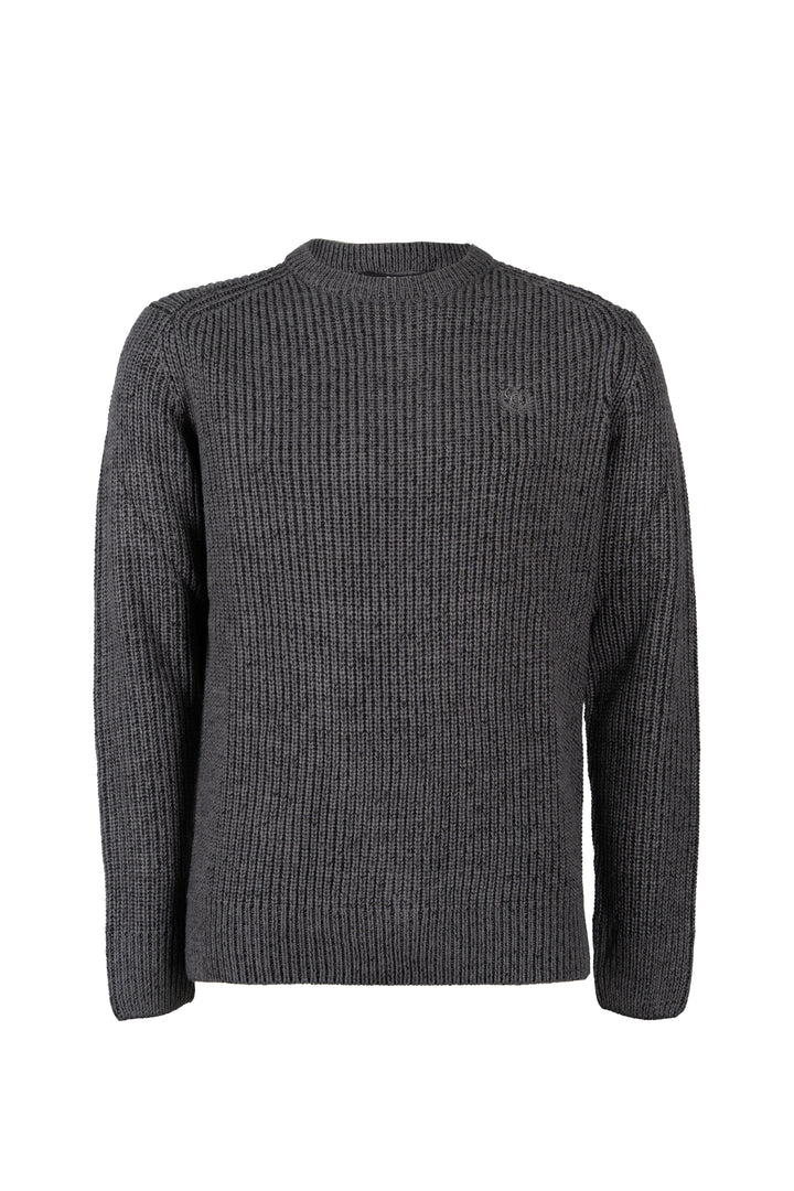 Maglia girocollo knit inglese in misto lana con logo ricamato ton sur ton sul petto