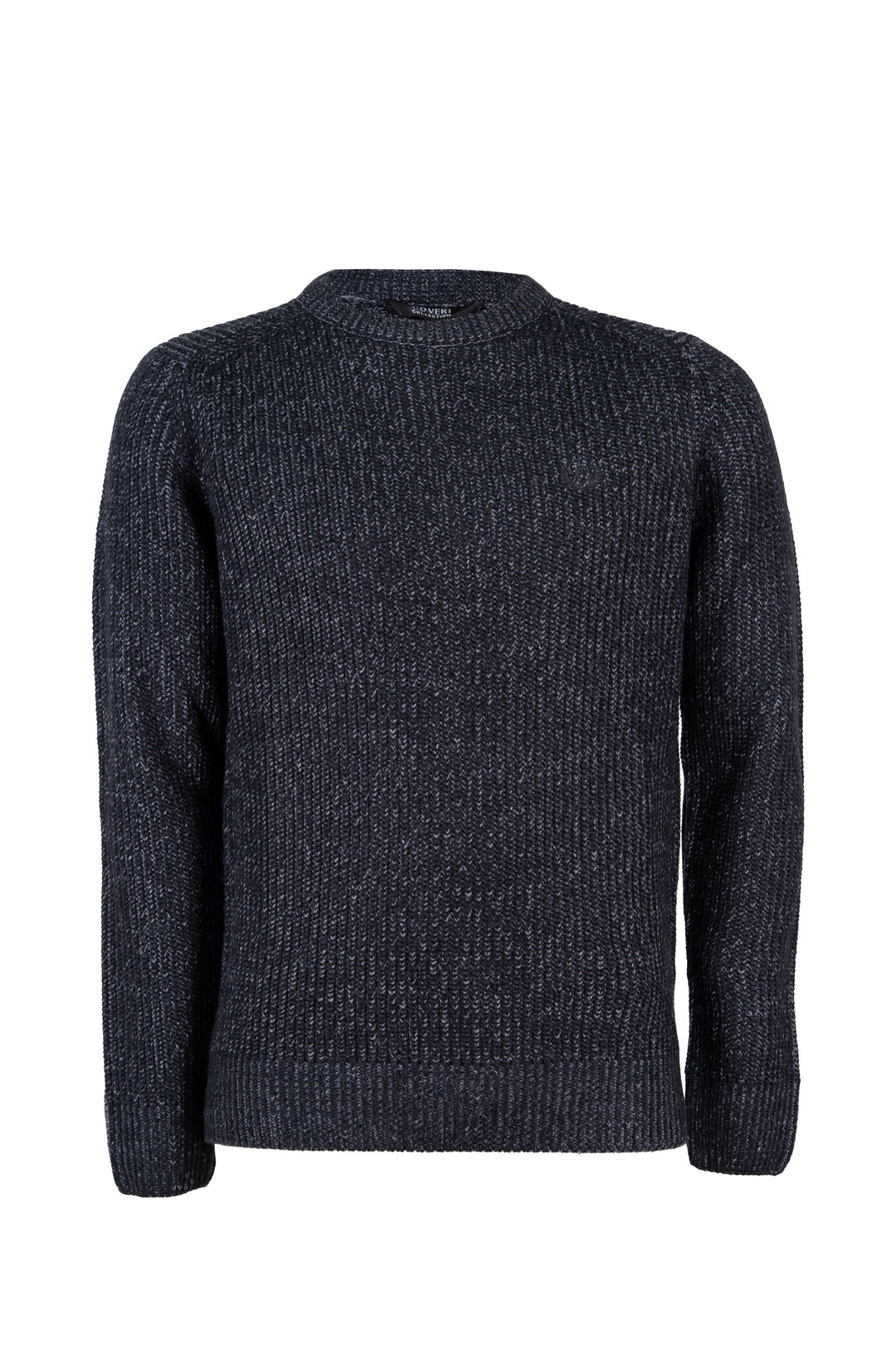 Maglia girocollo knit inglese in misto lana con logo ricamato ton sur ton sul petto
