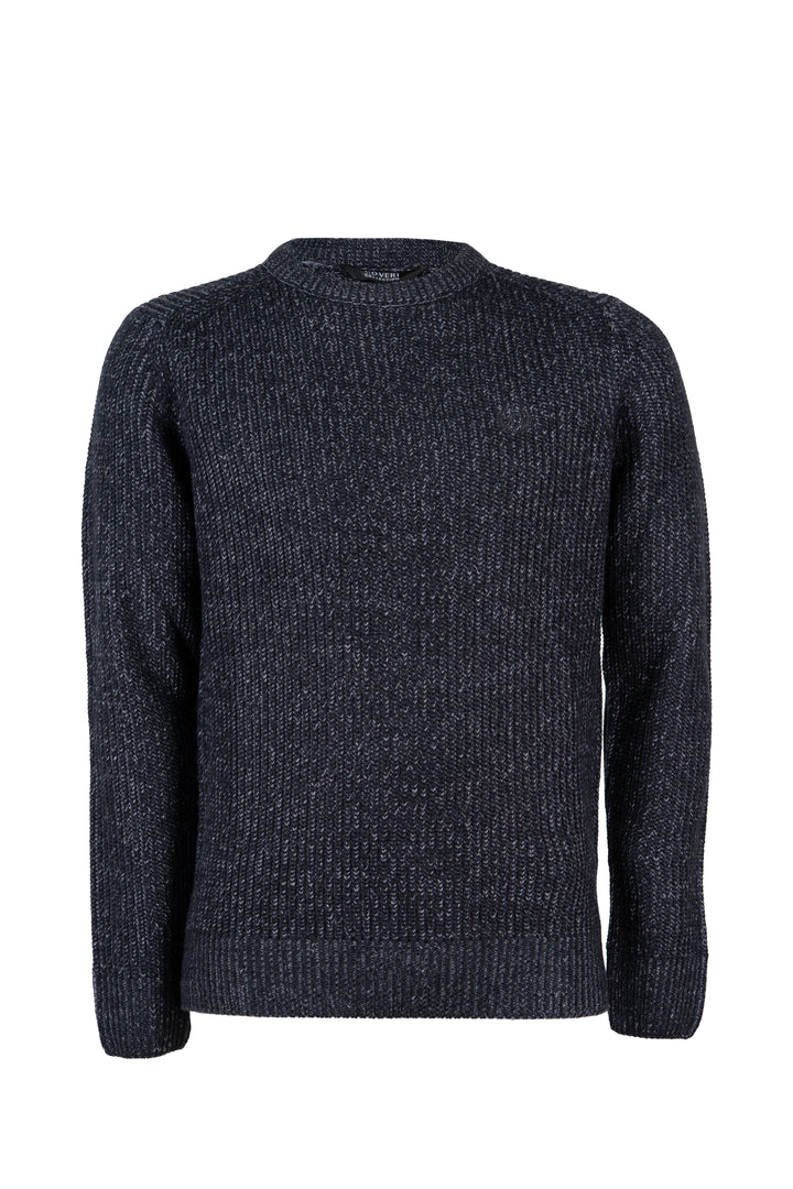 Maglia girocollo knit inglese in misto lana con logo ricamato ton sur ton sul petto