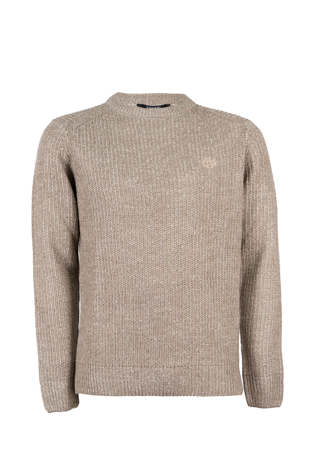 Maglia girocollo knit inglese in misto lana con logo ricamato ton sur ton sul petto