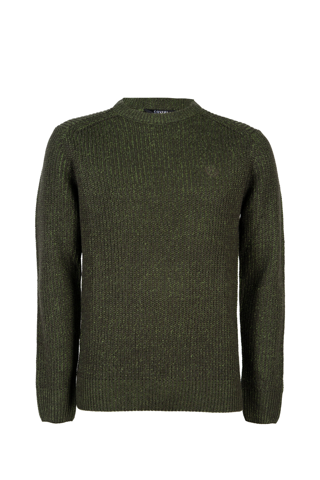 Maglia girocollo knit inglese in misto lana con logo ricamato ton sur ton sul petto