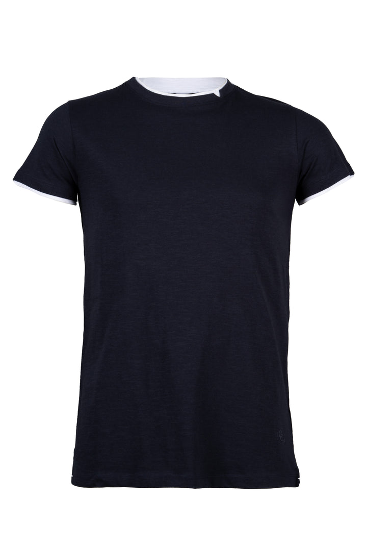 T-shirt girocollo in puro cotone con doppio rib