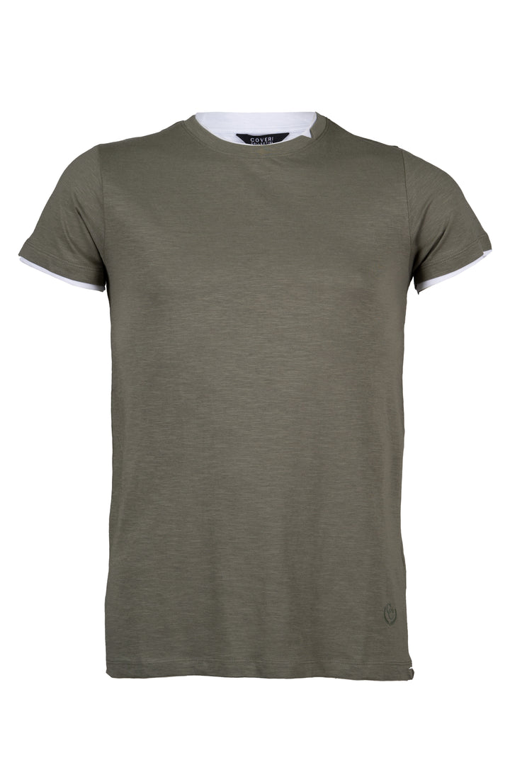 T-shirt girocollo in puro cotone con doppio rib