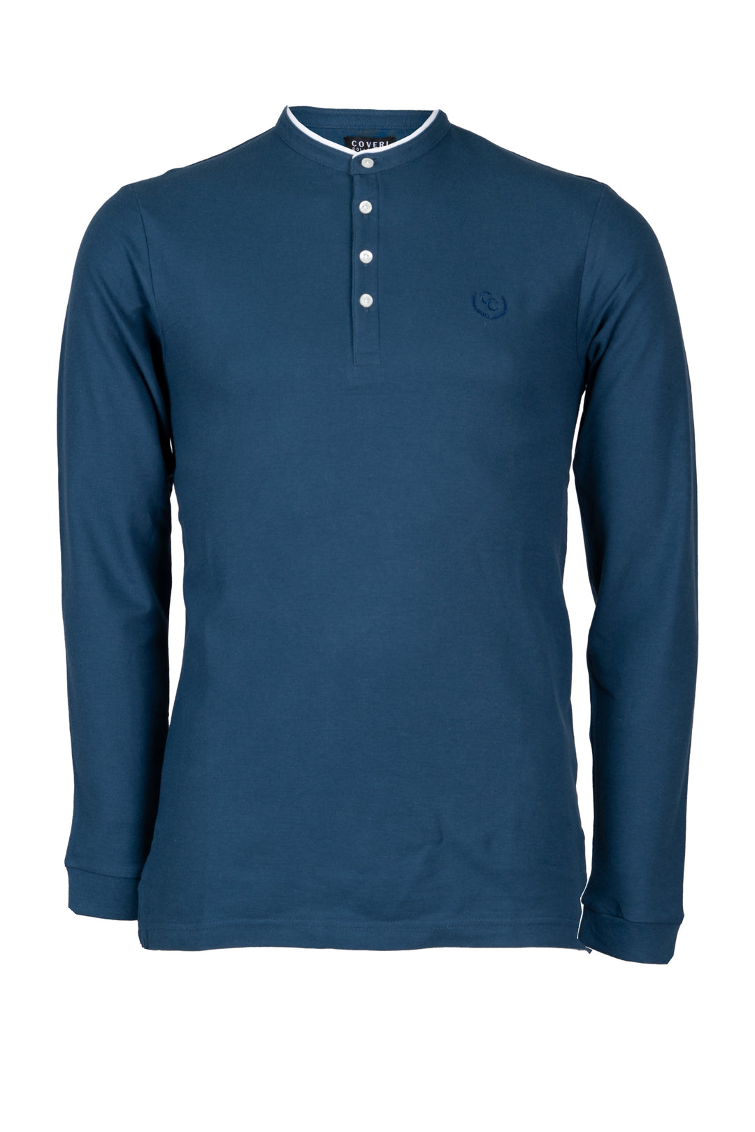 Polo coreana manica lunga in cotone piquet