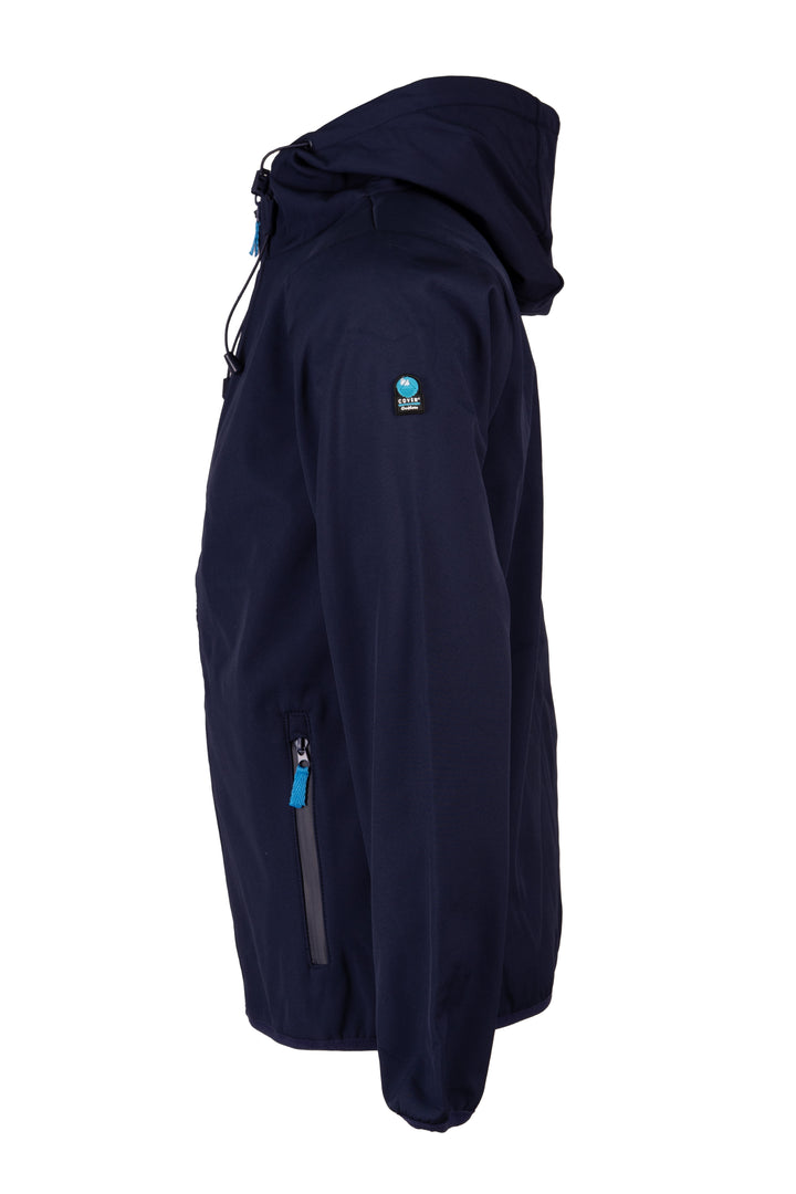 Giubbino uomo con cappuccio interamente foderato in pile con patch sulla manica