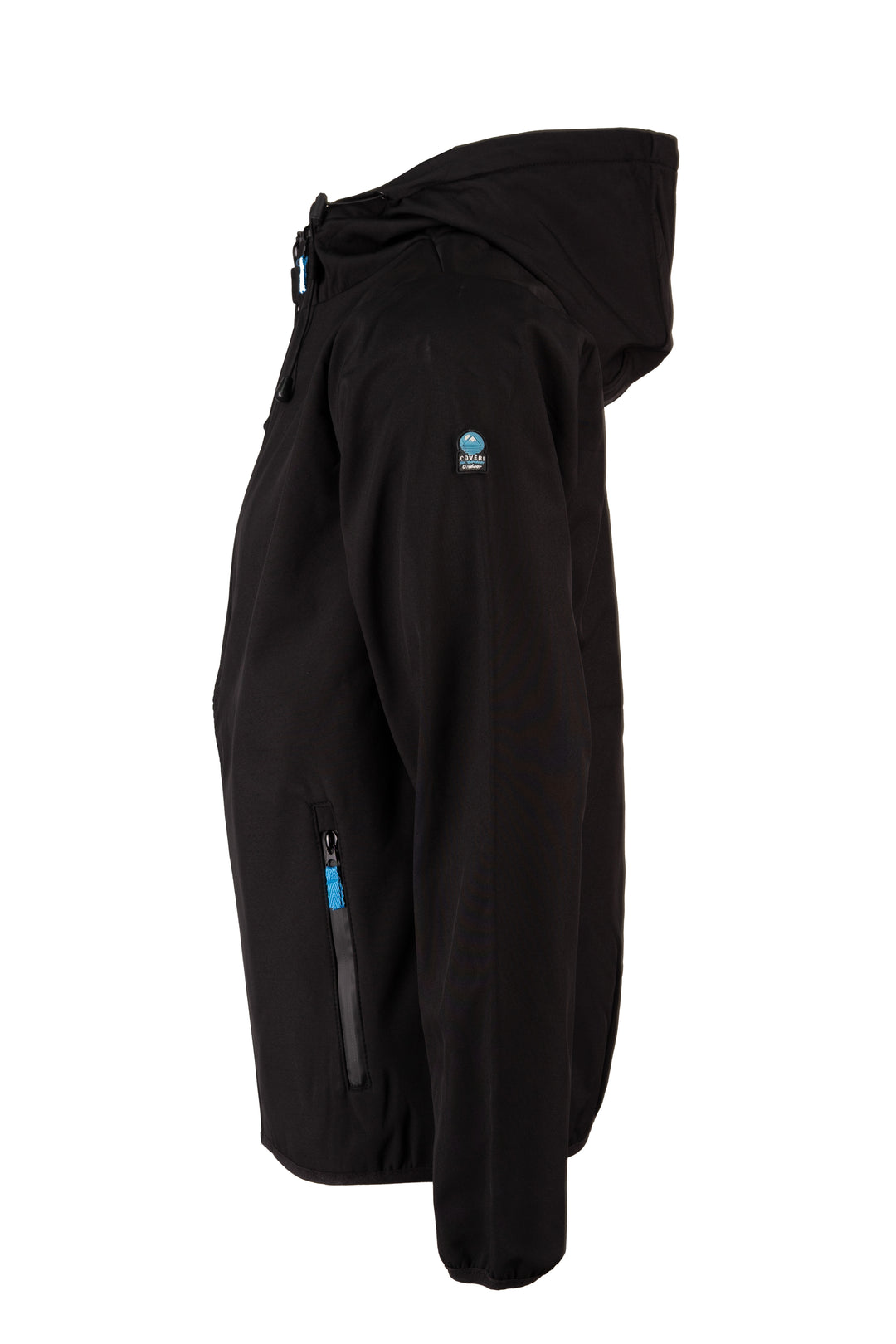 Giubbino uomo con cappuccio interamente foderato in pile con patch sulla manica