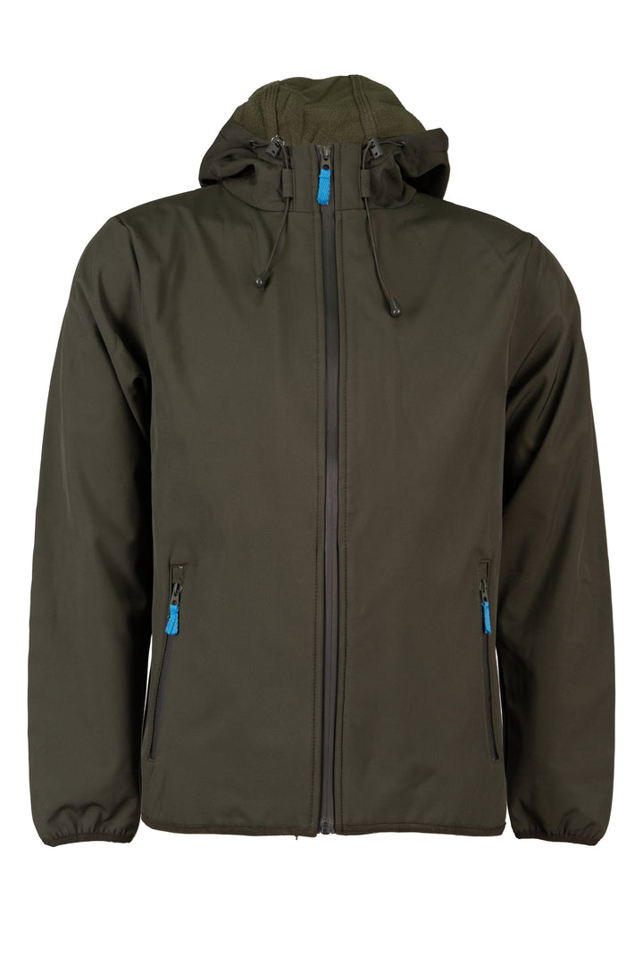 Giubbino uomo con cappuccio interamente foderato in pile con patch sulla manica