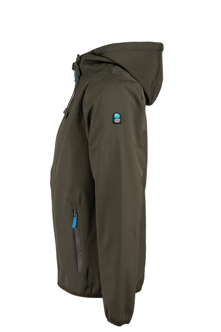 Giubbino uomo con cappuccio interamente foderato in pile con patch sulla manica