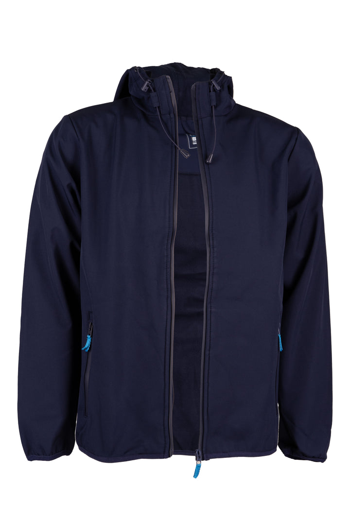 Giubbino uomo con cappuccio interamente foderato in pile con patch sulla manica