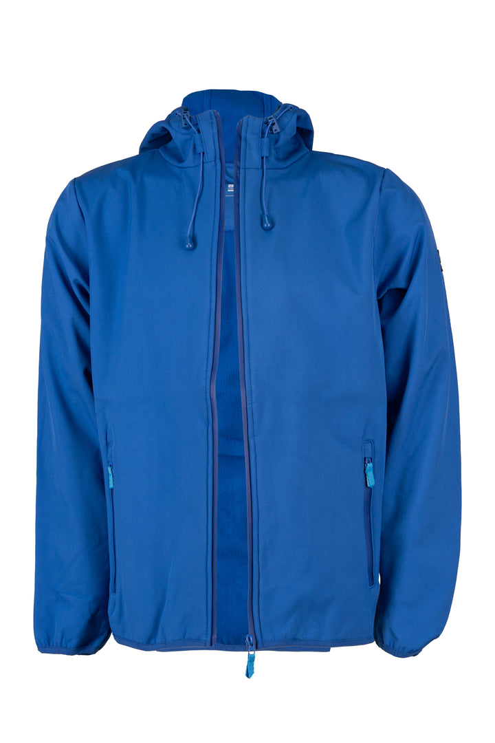 Giubbino uomo con cappuccio interamente foderato in pile con patch sulla manica