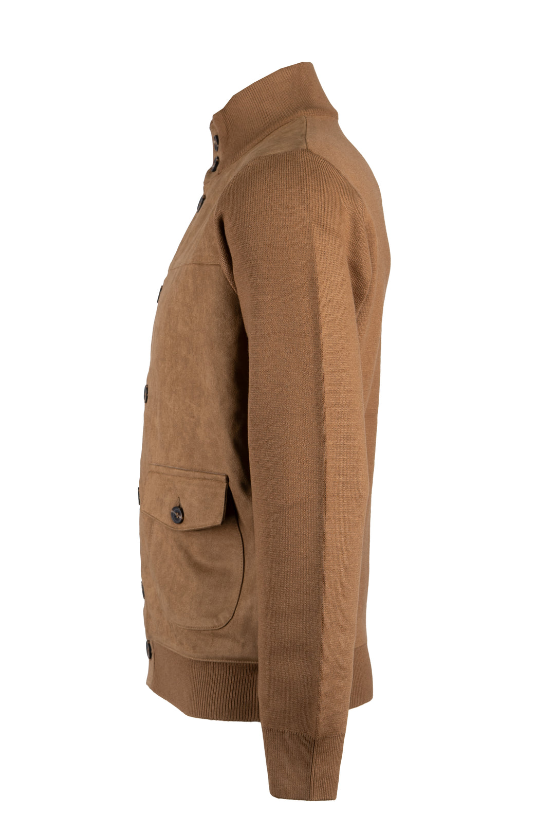 Giacca da uomo Coveri Collection in tessuto suede con collo alto con bottoni e tasche sul davanti