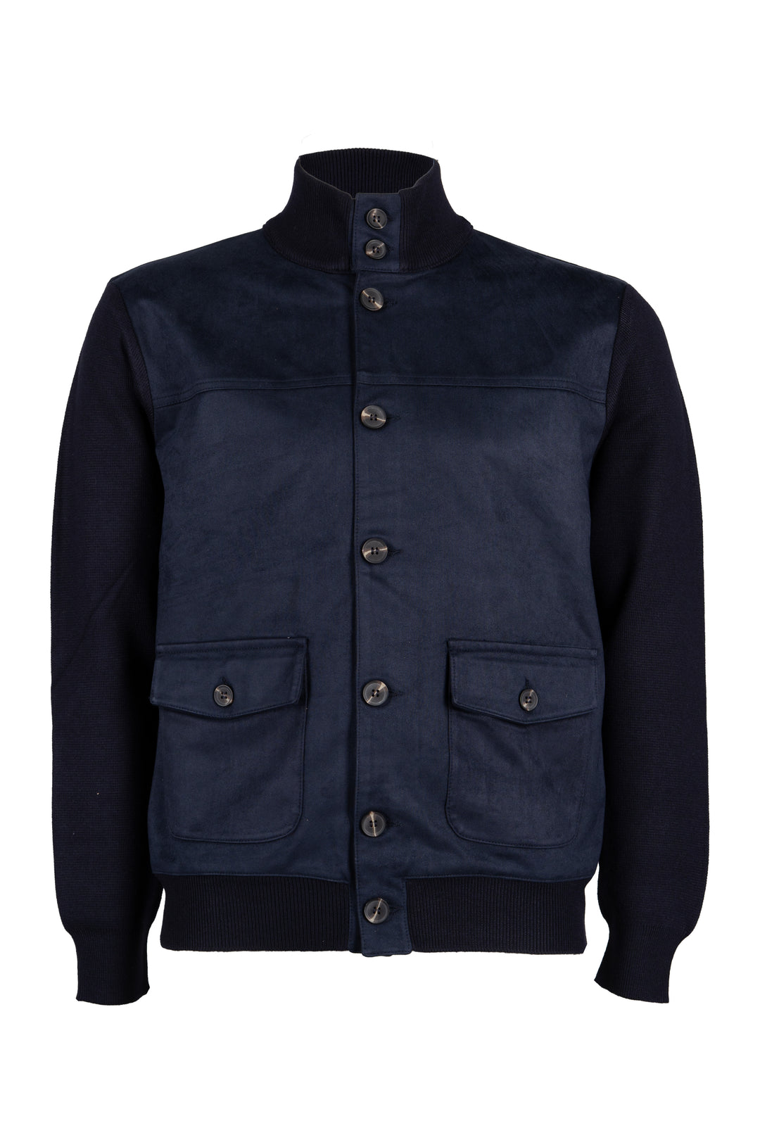 Giacca da uomo Coveri Collection in tessuto suede con collo alto con bottoni e tasche sul davanti