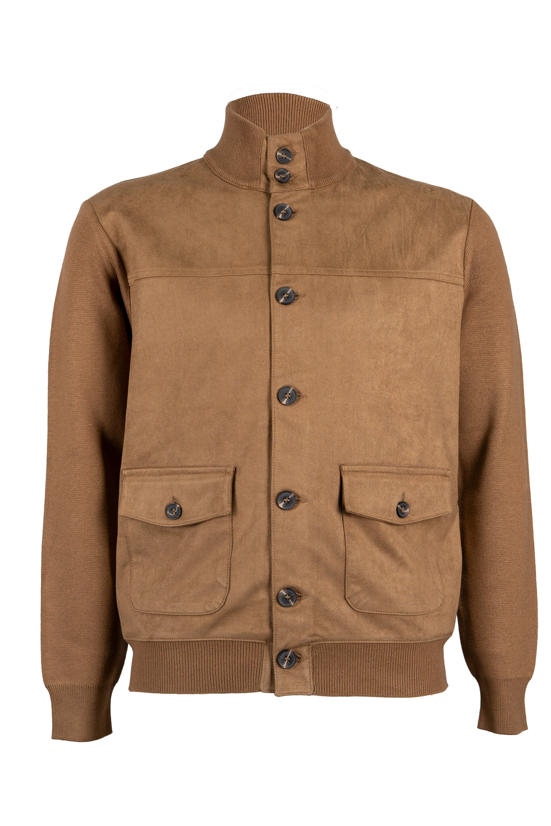 Giacca da uomo Coveri Collection in tessuto suede con collo alto con bottoni e tasche sul davanti
