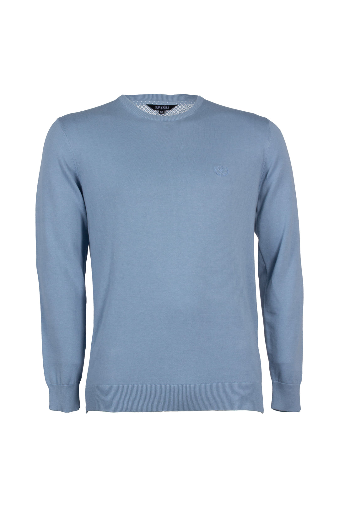 Pullover girocollo in puro cotone con ricamo ton sur ton