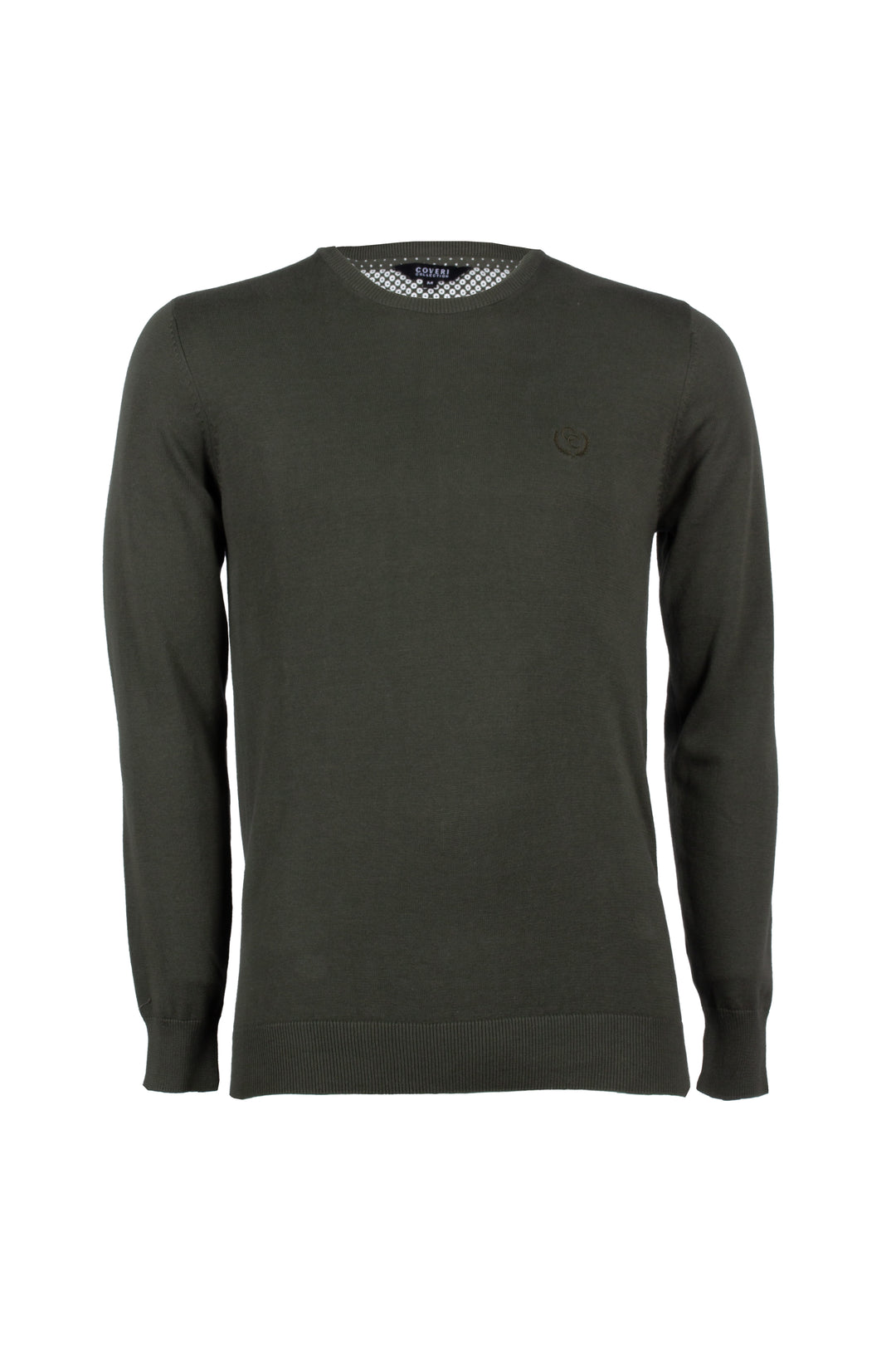 Pullover girocollo in puro cotone con ricamo ton sur ton