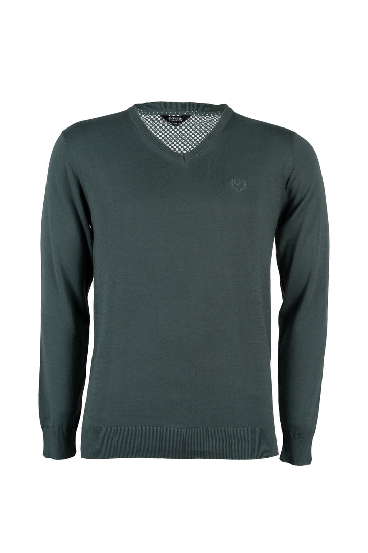 Pullover scollo a V uomo in puro cotone