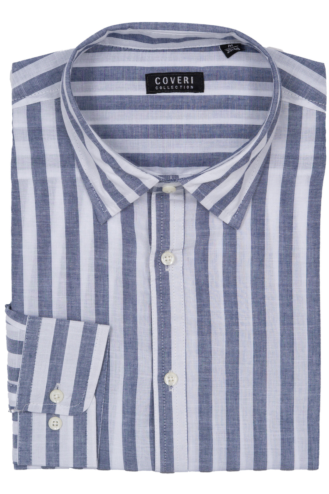 Camicia manica lunga e collo classico in cotone slub a righe