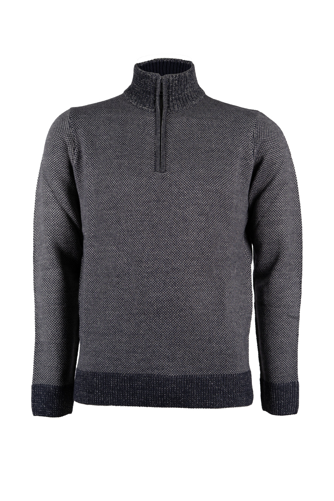 Pullover uomo Coveri Collection con mezza zip in misto lana lavorazione sale e pepe
