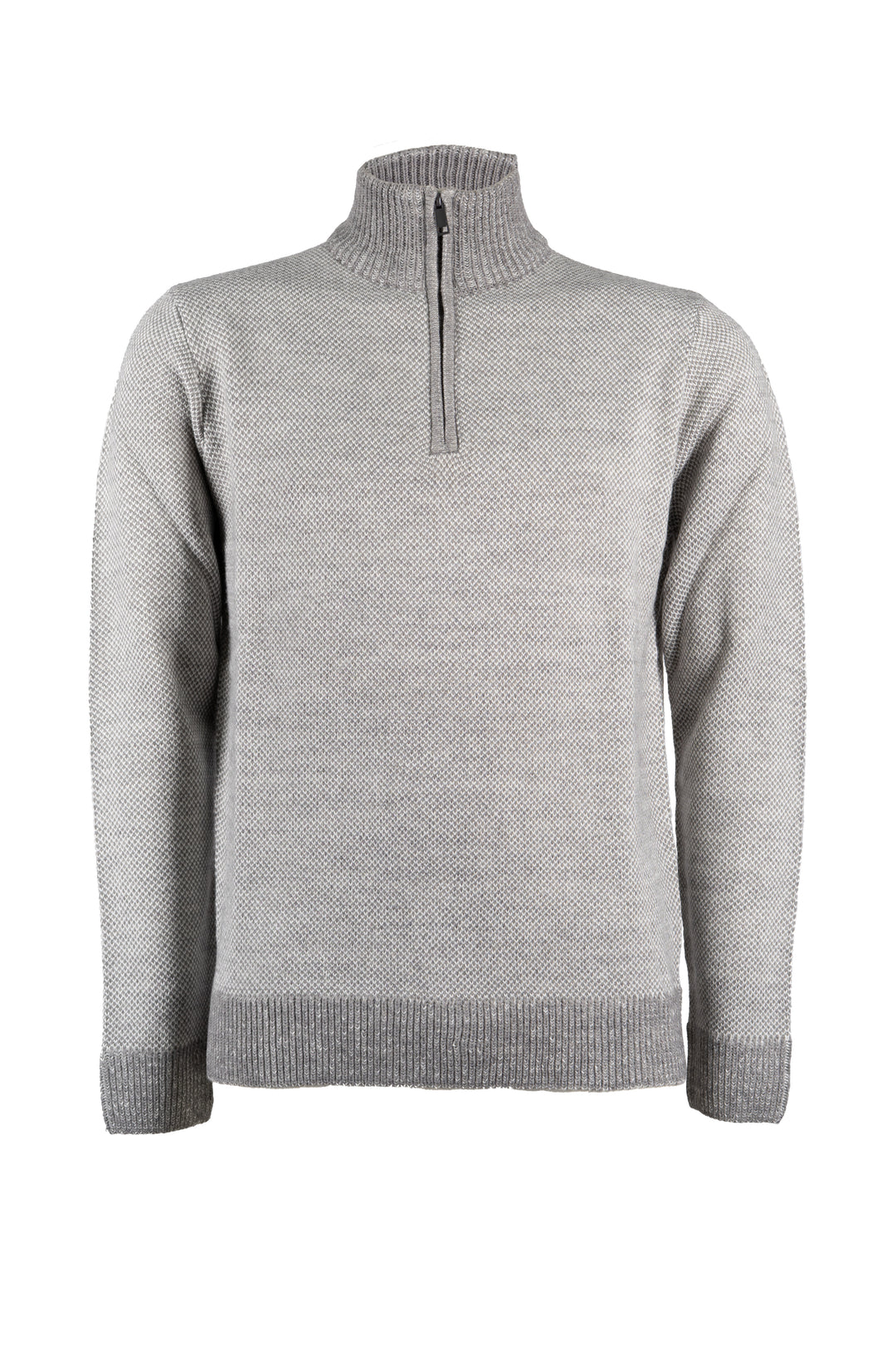 Pullover uomo Coveri Collection con mezza zip in misto lana lavorazione sale e pepe