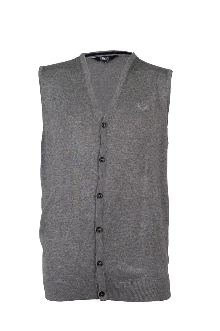 Gilet con bottoni ton sur ton e logo ricamato