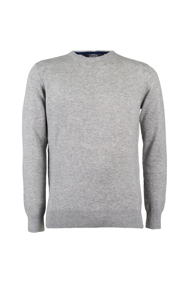 Pullover girocollo uomo in misto cashmere con interno collo in contrasto