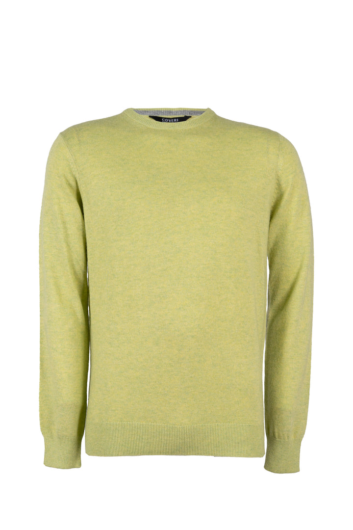 Pullover girocollo uomo in misto cashmere con interno collo in contrasto