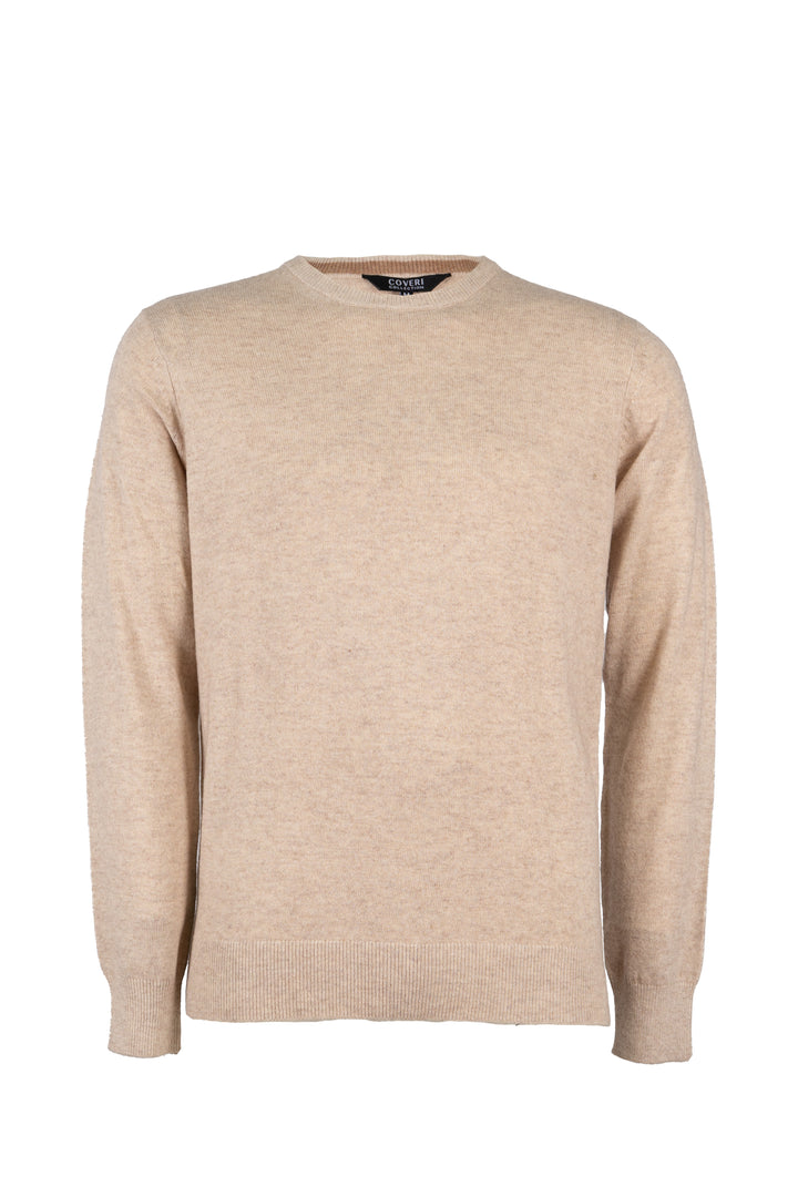 Pullover girocollo uomo in misto cashmere con interno collo in contrasto