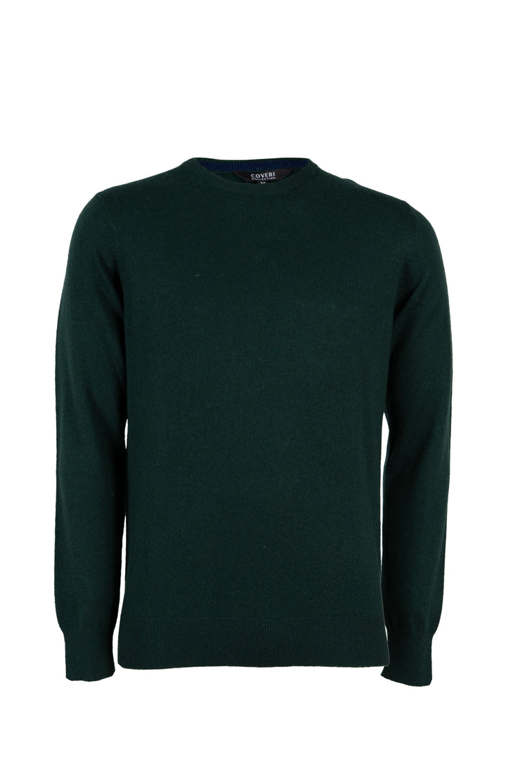 Pullover girocollo uomo in misto cashmere con interno collo in contrasto