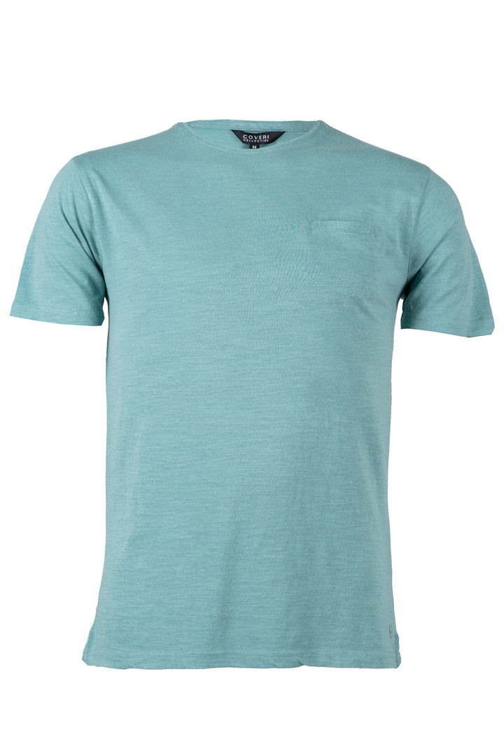 T-shirt girocollo Coveri Collection manica corta con taschino in cotone slub