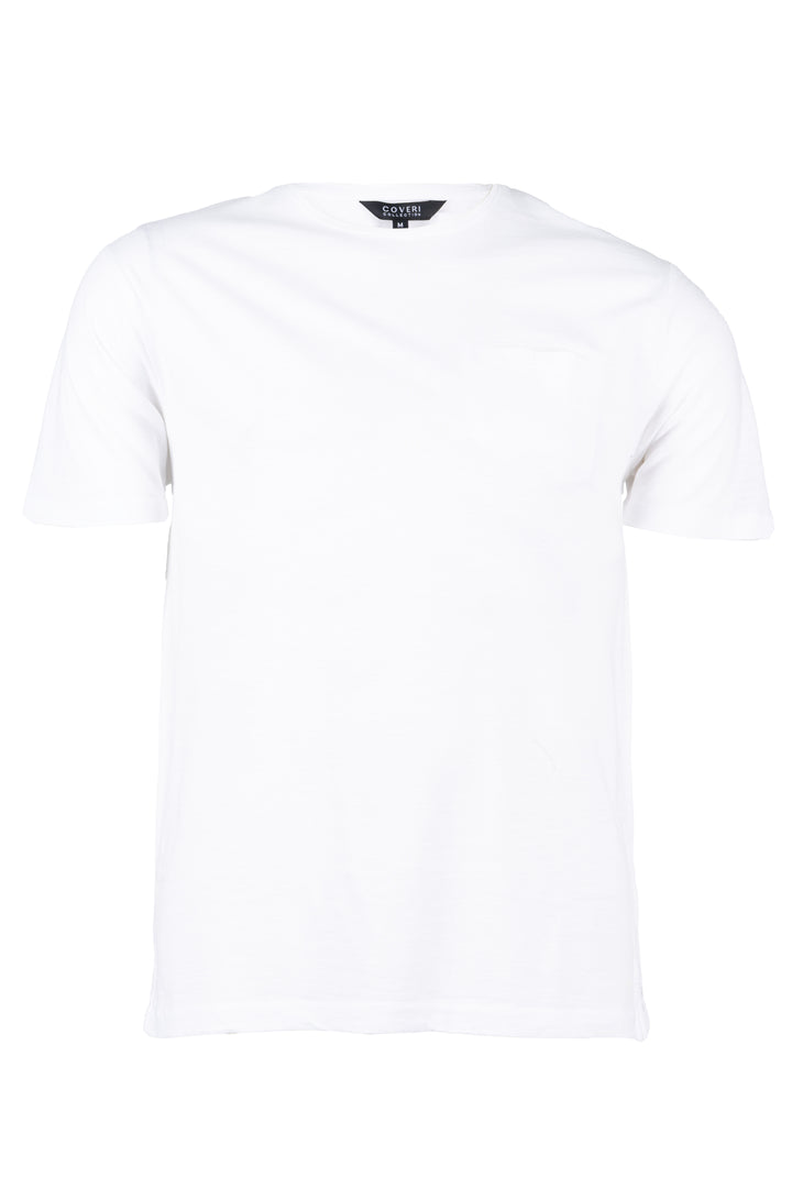 T-shirt girocollo Coveri Collection manica corta con taschino in cotone slub