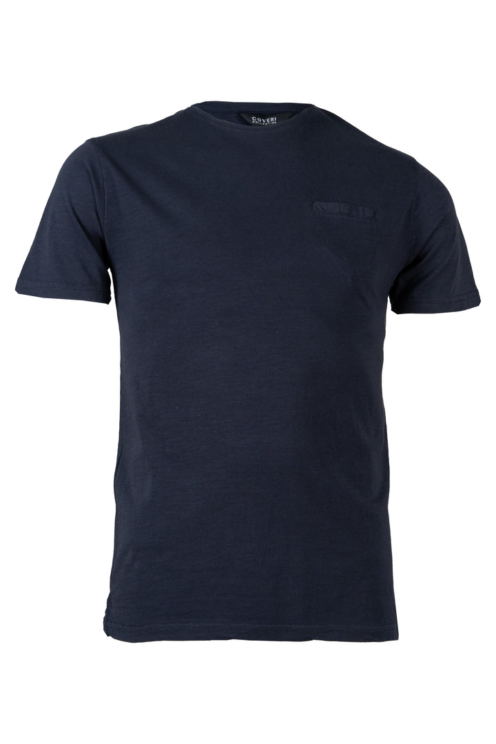 T-shirt girocollo Coveri Collection manica corta con taschino in cotone slub