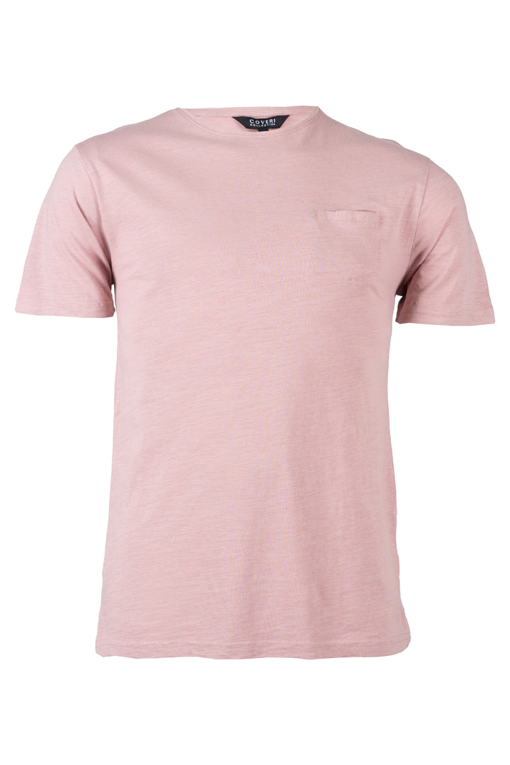 T-shirt girocollo Coveri Collection manica corta con taschino in cotone slub