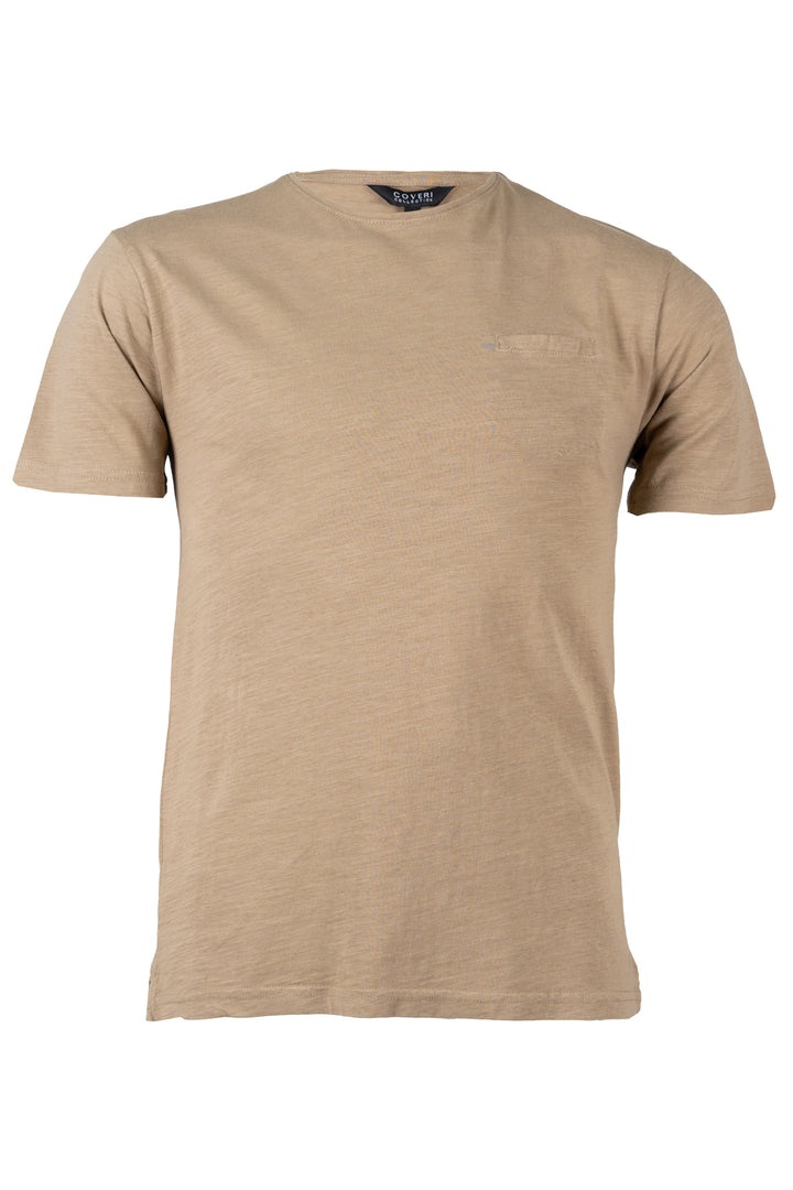 T-shirt girocollo Coveri Collection manica corta con taschino in cotone slub