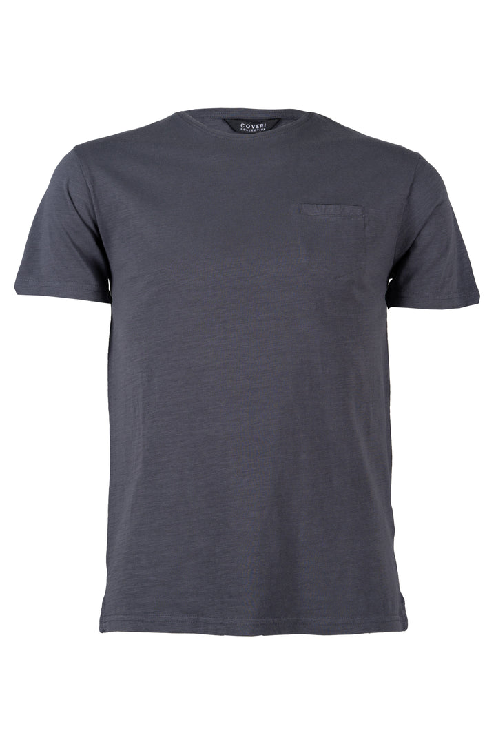 T-shirt girocollo Coveri Collection manica corta con taschino in cotone slub