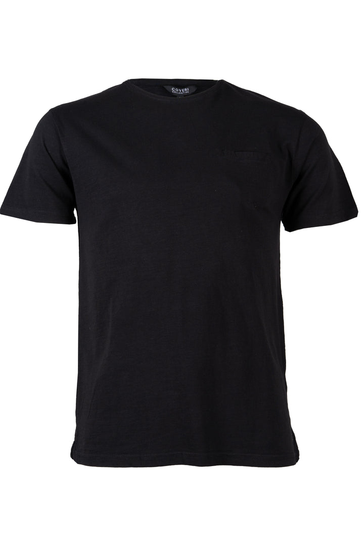 T-shirt girocollo Coveri Collection manica corta con taschino in cotone slub