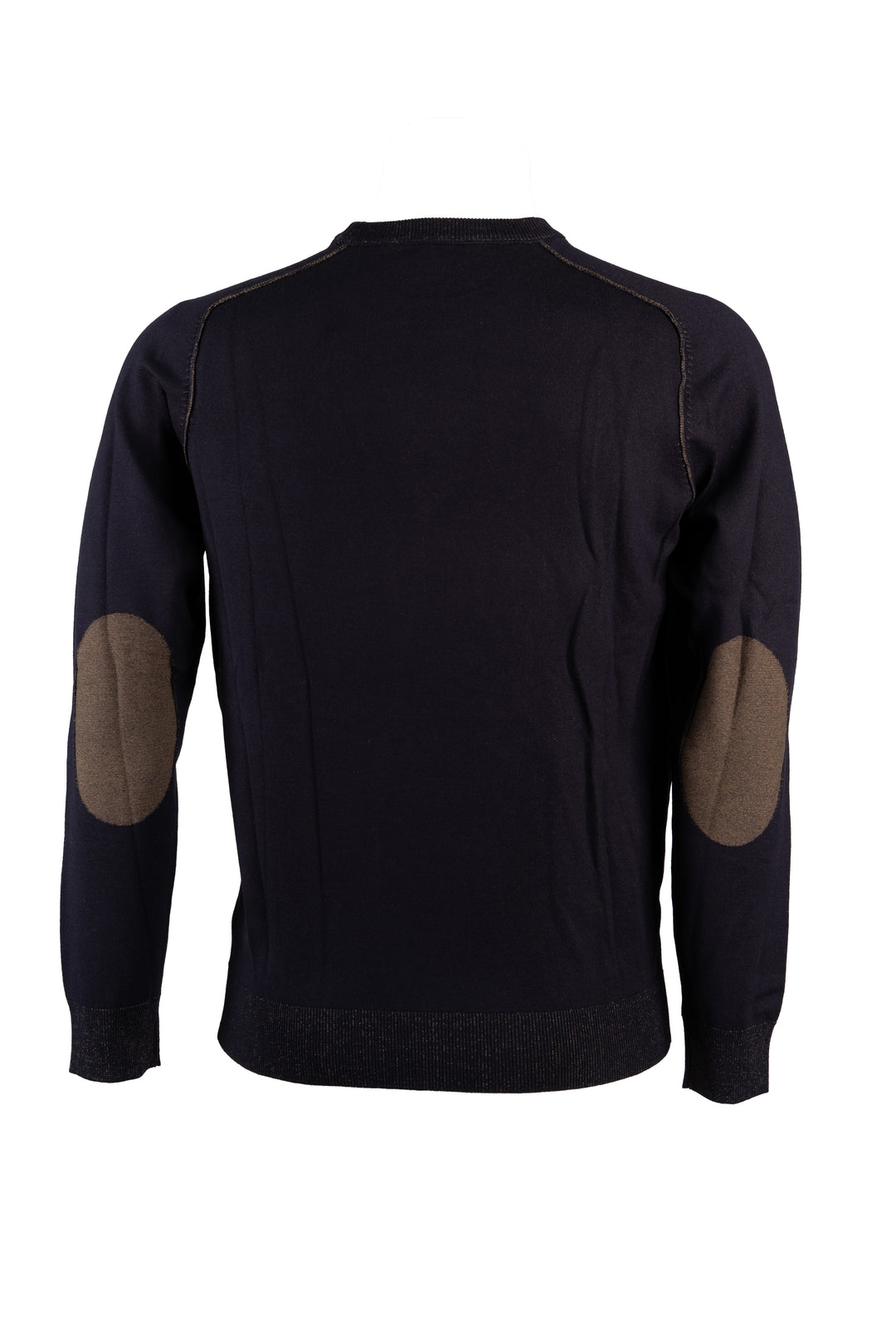 Pullover uomo Coveri Collection con girocollo e toppe ai gomiti in maglia vanisé