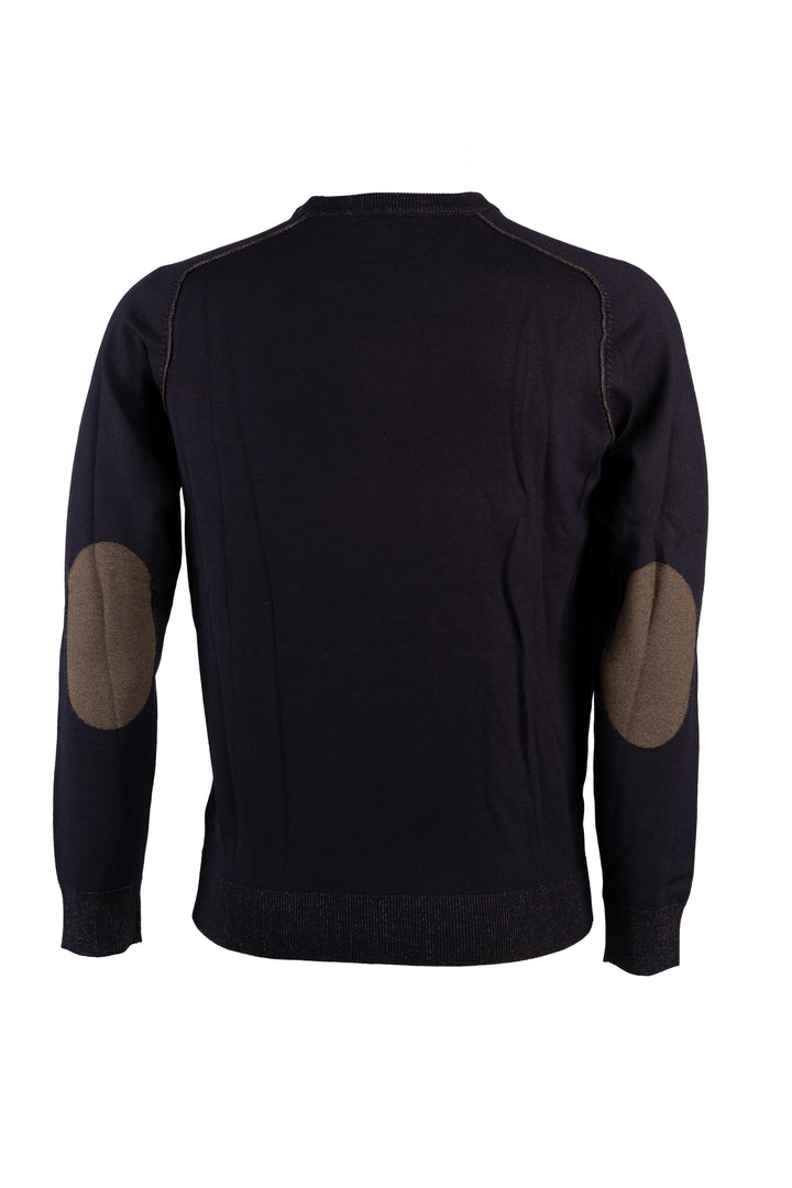 Pullover uomo Coveri Collection con girocollo e toppe ai gomiti in maglia vanisé