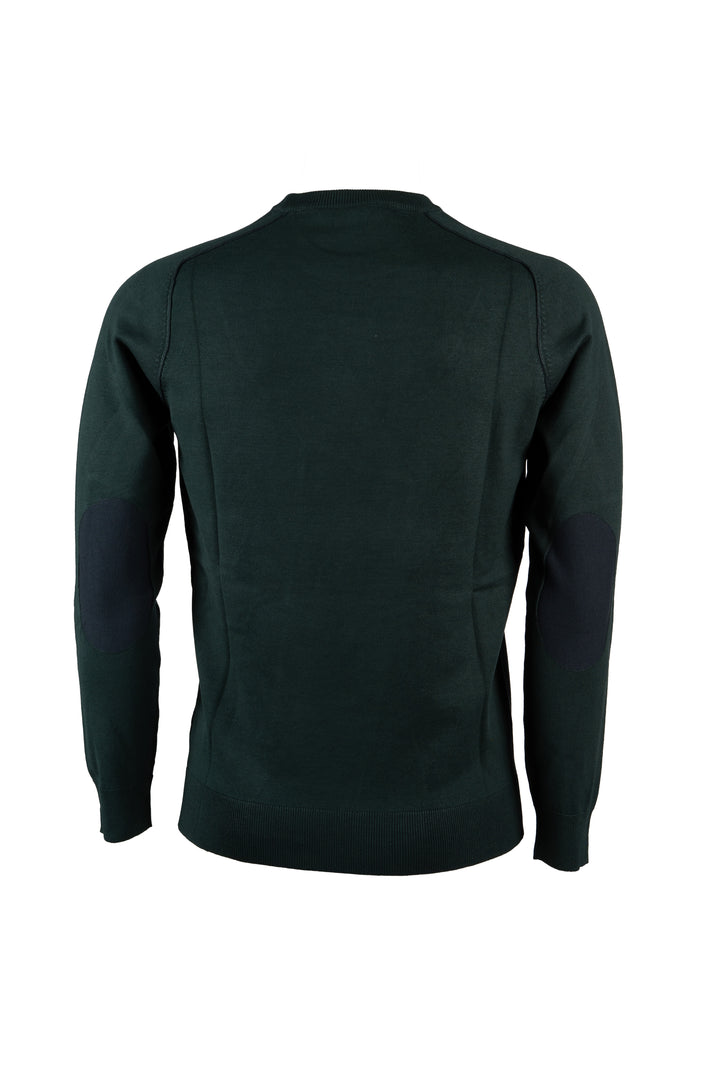 Pullover uomo Coveri Collection con girocollo e toppe ai gomiti in maglia vanisé