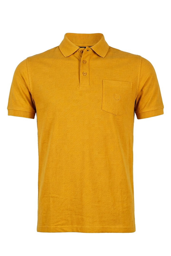 Polo uomo Coveri Collection in cotone piquet tinta unita con taschino e logo ricamato ton sur ton