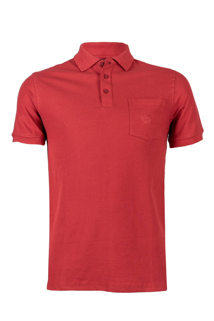 Polo uomo Coveri Collection in cotone piquet tinta unita con taschino e logo ricamato ton sur ton