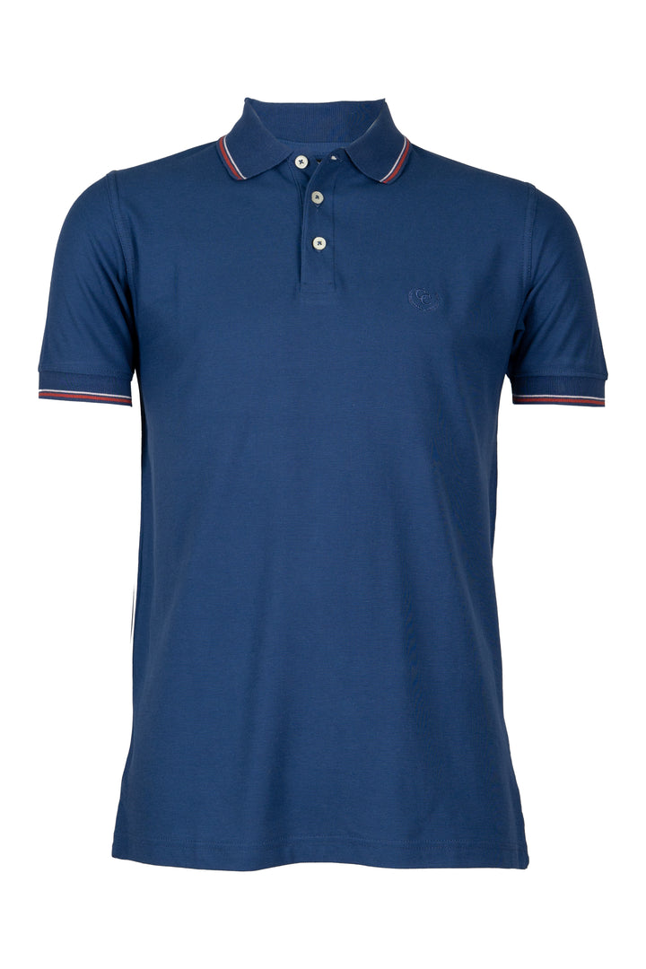 Polo uomo Coveri Collection manica corta in cotone piquet con bordini in contrasto cromatico e logo ricamato sul cuore