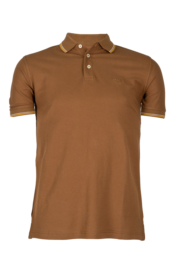 Polo uomo Coveri Collection manica corta in cotone piquet con bordini in contrasto cromatico e logo ricamato sul cuore