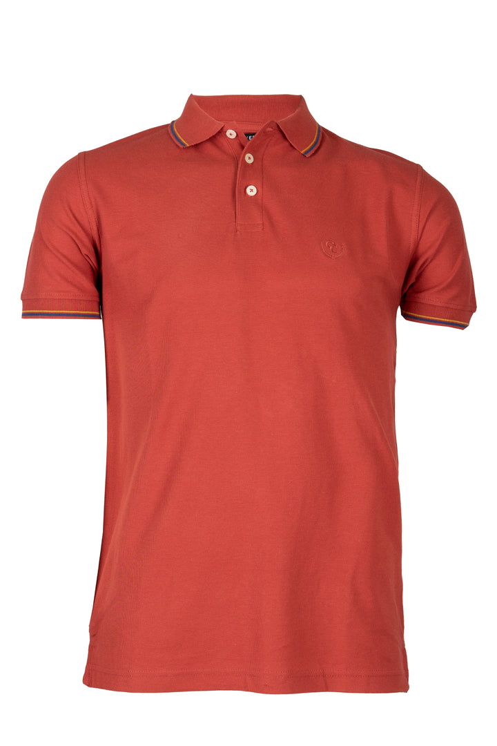 Polo uomo Coveri Collection manica corta in cotone piquet con bordini in contrasto cromatico e logo ricamato sul cuore