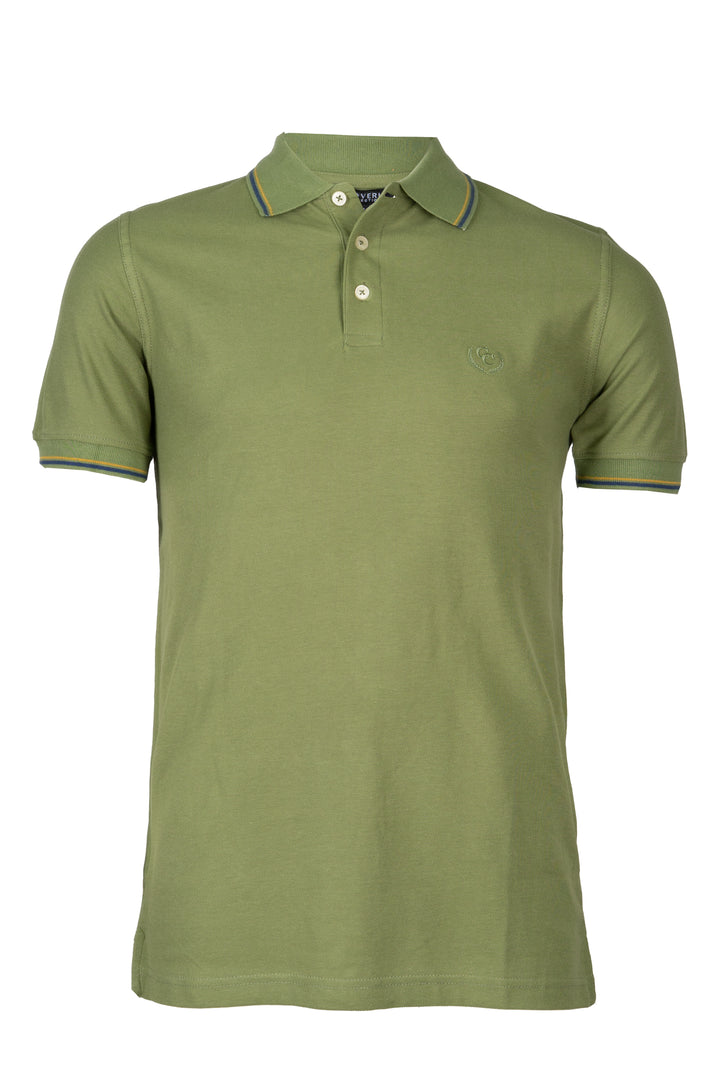 Polo uomo Coveri Collection manica corta in cotone piquet con bordini in contrasto cromatico e logo ricamato sul cuore