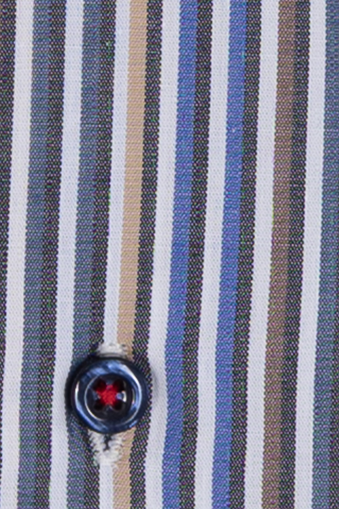 Camicia uomo button down Coveri Collection in puro cotone fantasia con interno collo e polsini in contrasto e ultimo bottone blu