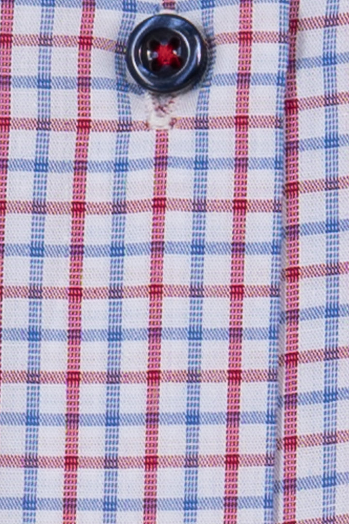 Camicia uomo button down Coveri Collection in puro cotone fantasia con interno collo e polsini in contrasto e ultimo bottone blu