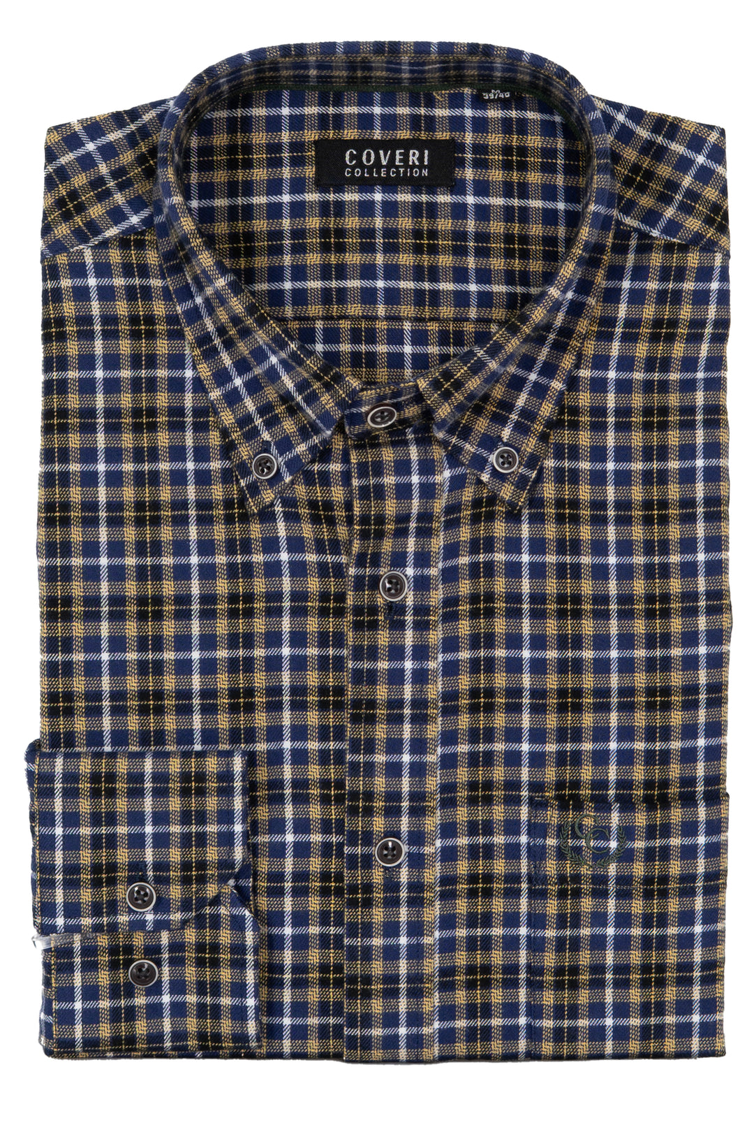 Camicia uomo button down in flanella rasata a quadri con ricamo Coveri ton sur ton