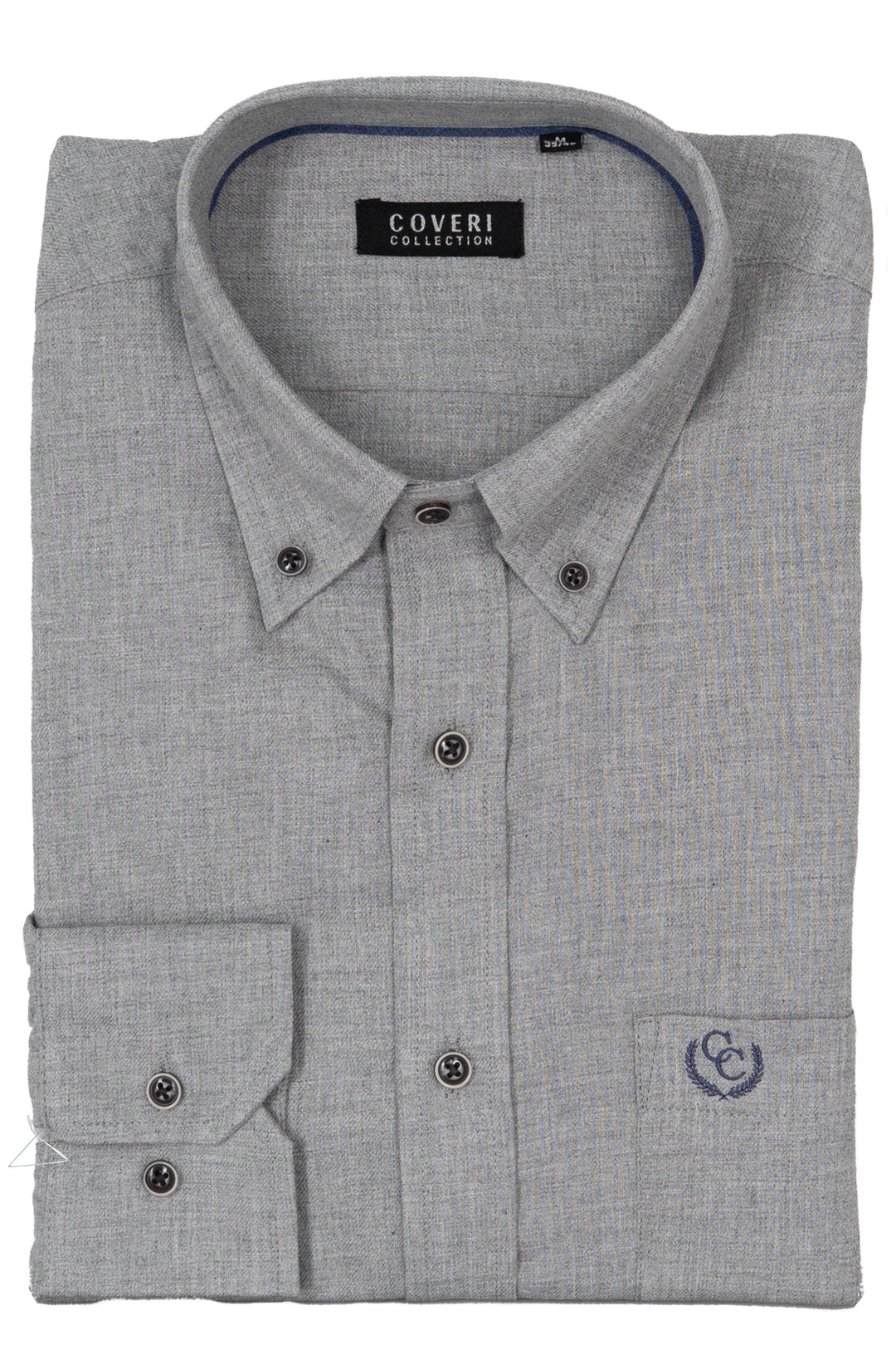 Camicia uomo button down in flanella rasata tinta unita con ricamo Coveri ton sur ton
