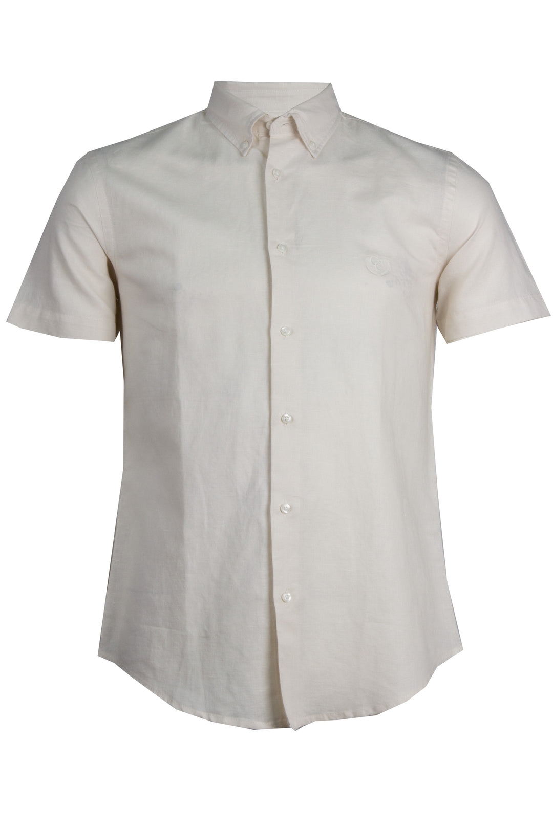 Camicia manica corta in mistolino con logo ricamato ton sur ton