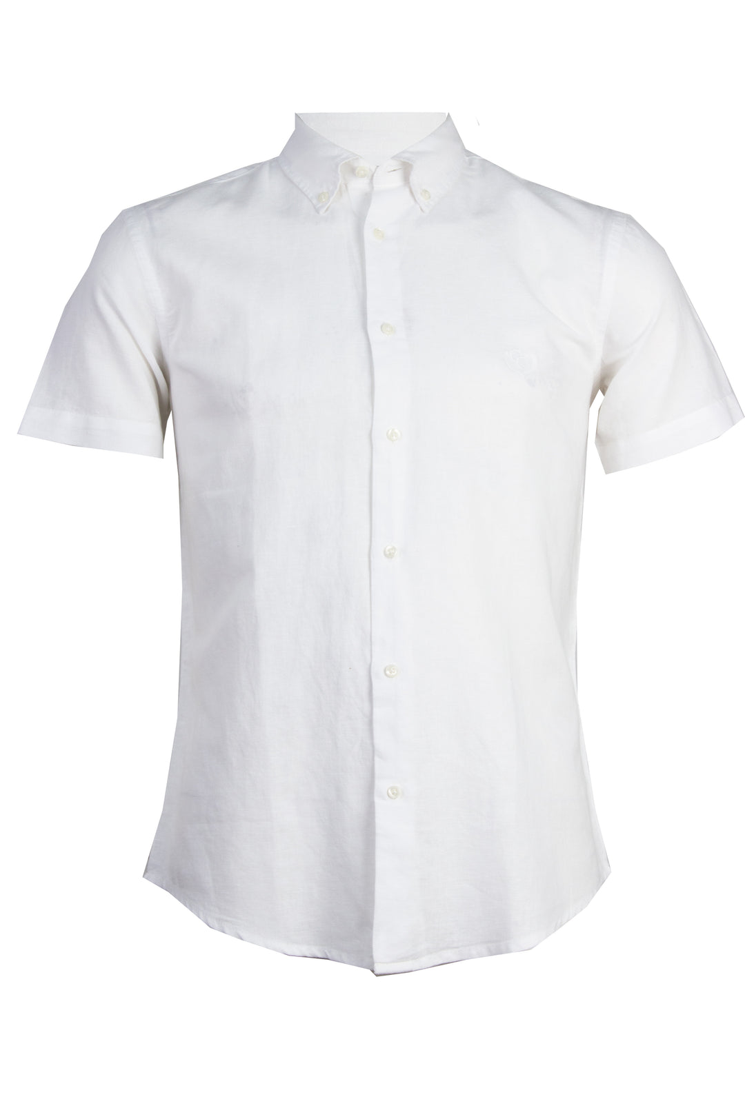 Camicia manica corta in mistolino con logo ricamato ton sur ton